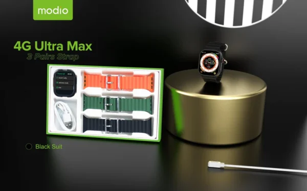 Modio 4G Ultra Max Smart Watch With 3 Pairs Strap - Image 4