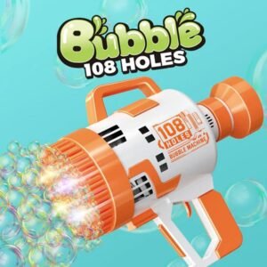 108 Holes Bubble Machine Gun with Light for Kids