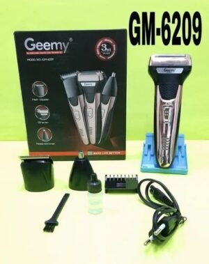 Geemy GM-6209 3-in-1 Rechargeable Hair Clipper / Trimmer / Shaver with 4 Attachments